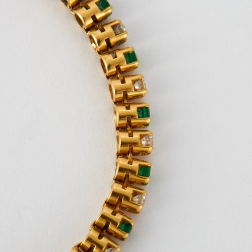 Bracelet BRACELET RIVIERE EMERAUDES ET DIAMANTS OR JAUNE 58 Facettes