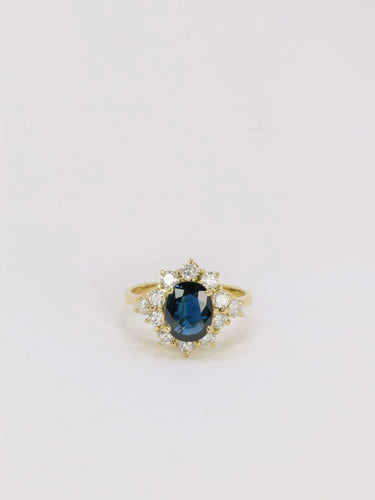 Bague 52 Bague marguerite Or jaune Saphir Diamants 58 Facettes J149