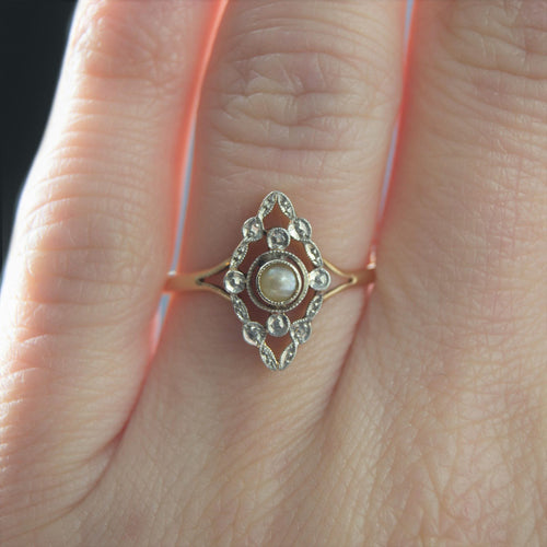 Bague 57 Bague ancienne marquise perle 58 Facettes 21-564