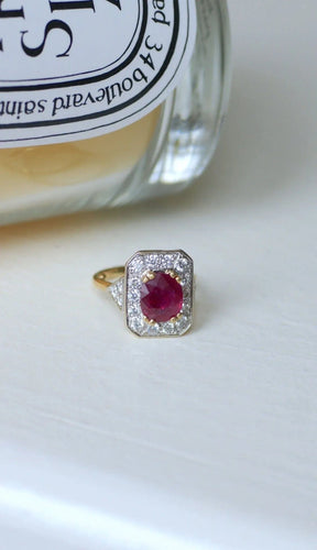 Bague 52 Bague Octogonale Rubis et Diamants 58 Facettes
