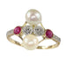 Ring 57 Art Deco ring with diamonds, rubies and pearls 58 Facettes 22298-0288