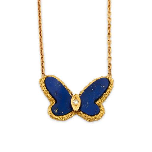 VAN CLEEF & ARPELS necklace Butterfly pendant in lapis lazuli. 58 Facettes