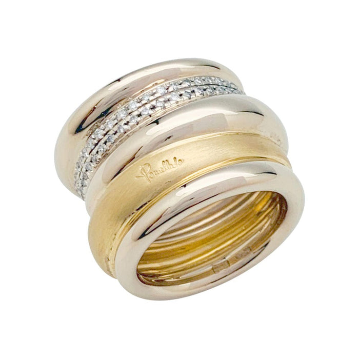 Bague 55 Bague Pomellato en or naturel et jaune modèle "Tubulaire", diamants. 58 Facettes 31407