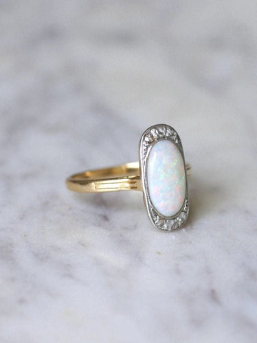 Bague opale entourage diamants 58 Facettes