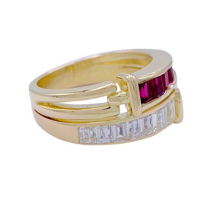 Bague 56 Bague or jaune, diamants et rubis. 58 Facettes 31858