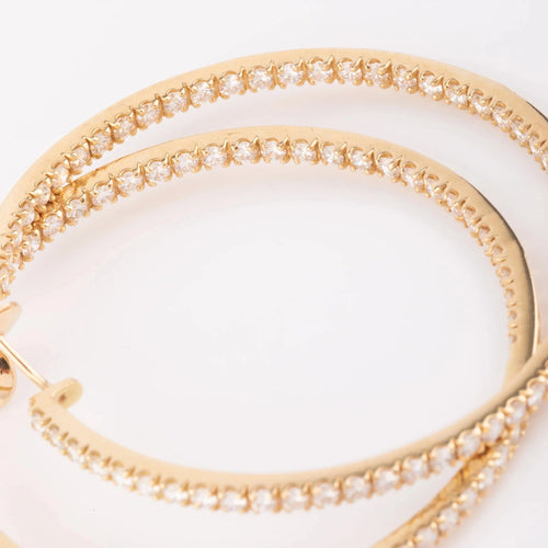 Boucles d'oreilles Créoles Or Jaune Pavées de Diamants 58 Facettes