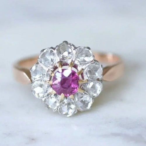 Bague Bague marguerite saphir rose, diamants 58 Facettes