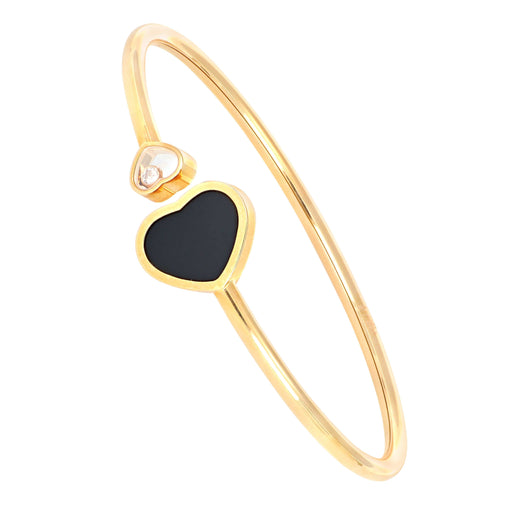 CHOPARD Bracelet - Happy Hearts Bracelet Pink Gold Onyx and Diamonds 58 Facettes 32100143