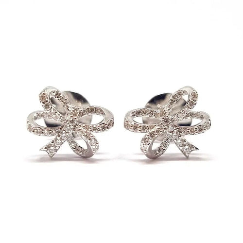Boucles d'oreilles Boucles d'oreilles noeuds diamants or blanc 58 Facettes