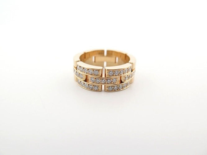 Bague 56 bague CARTIER panthere maillons t56 or jaune 18k & 35 diamants 0.7ct 58 Facettes 253475