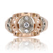 Ring 53 Vintage openwork ring in pink gold with diamonds 58 Facettes 15-399B