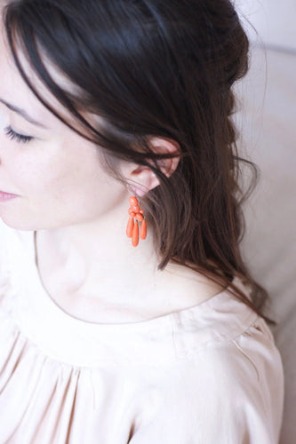 Boucles d'oreilles Boucles d'oreilles girandoles anciennes en or et goutte de corail 58 Facettes