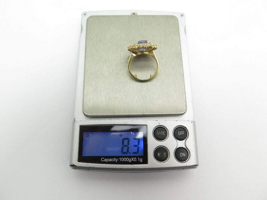 Bague 50 bague marquise taille 48 or jaune 18k sertie saphir 5ct diamants 4ct 58 Facettes 248352