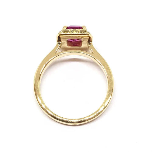 Bague Bague saphirs rose & vert or jaune 58 Facettes