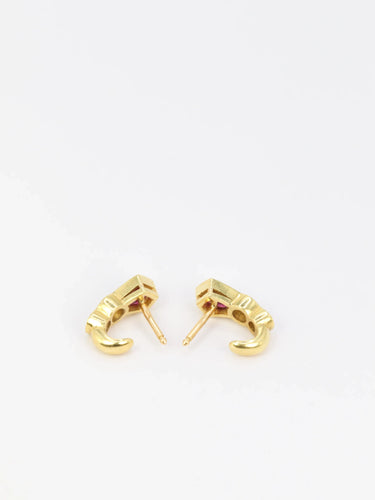 Boucles d'oreilles Boucles d’oreilles demi-créoles Or jaune Diamants Rubis 58 Facettes 667