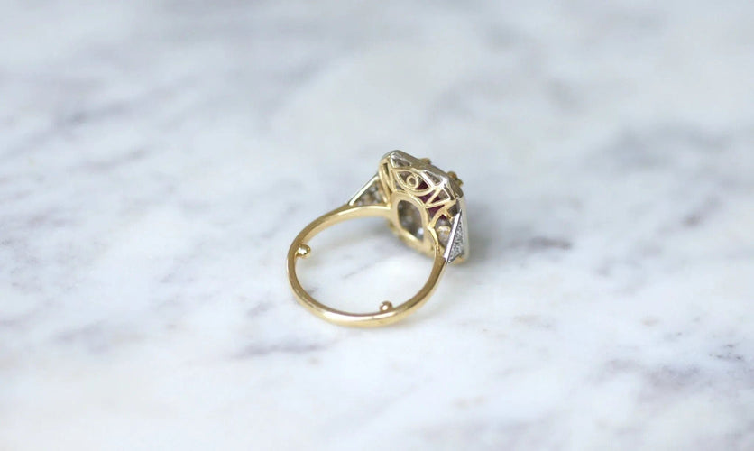 Bague 52 Bague Octogonale Rubis et Diamants 58 Facettes