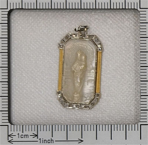 Pendentif Médaille Art Déco Diamants Vierge Marie et l'enfant Jésus 58 Facettes 23191-0435