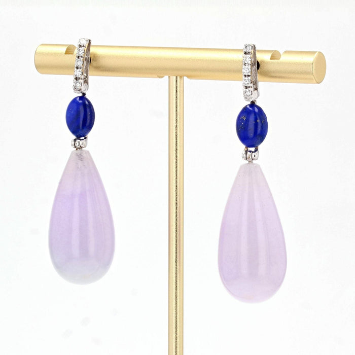 Boucles d'oreilles Boucles d'oreilles jade violet lapis lazuli et diamants 58 Facettes 22-196