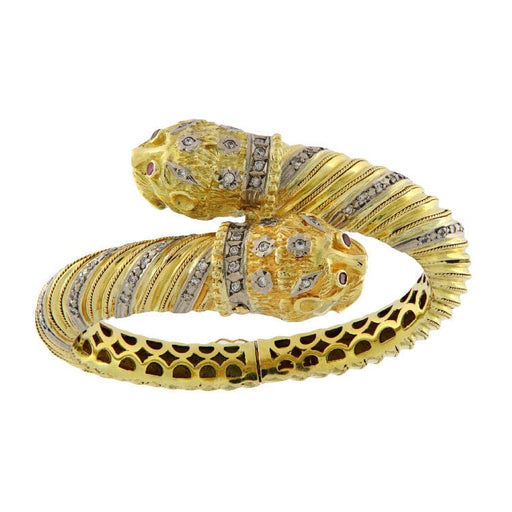 Bracelet Bracelet rigide en or jaune avec diamants et rubis 58 Facettes G3445