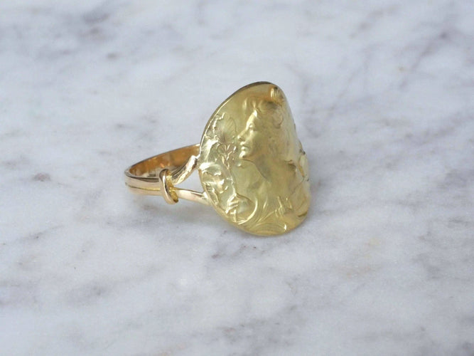 Bague Grande bague plaque femme Art Nouveau 58 Facettes