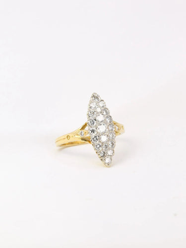 Boucles d'oreilles Bague marquise vintage or jaune diamants 58 Facettes J15