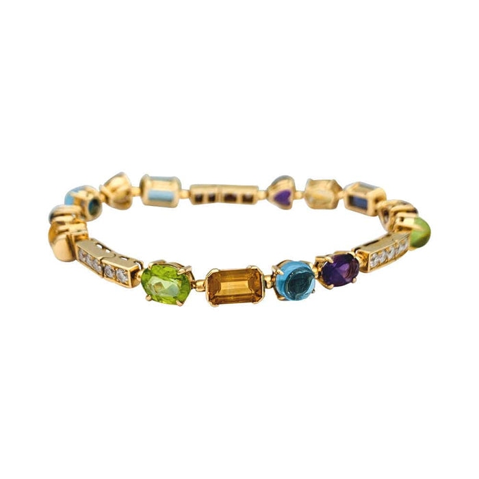 Bracelet Bracelet Bulgari, "Allegra", or jaune, diamants, pierres de couleurs. 58 Facettes 31100