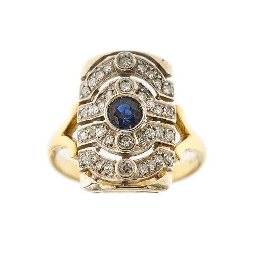 Bague 56 Bague rectangulaire Saphir Diamants 58 Facettes 29610