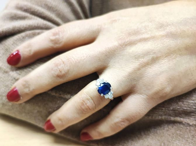 Bague 54 Bague saphir et or blanc 58 Facettes Bag.Epl.Sap.FA24