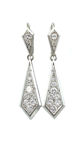 Boucles d'oreilles Boucles d’oreilles Art Déco platine et diamants 58 Facettes