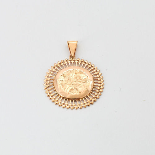 Pendentif Médaille motif floral décor rayonnant 58 Facettes