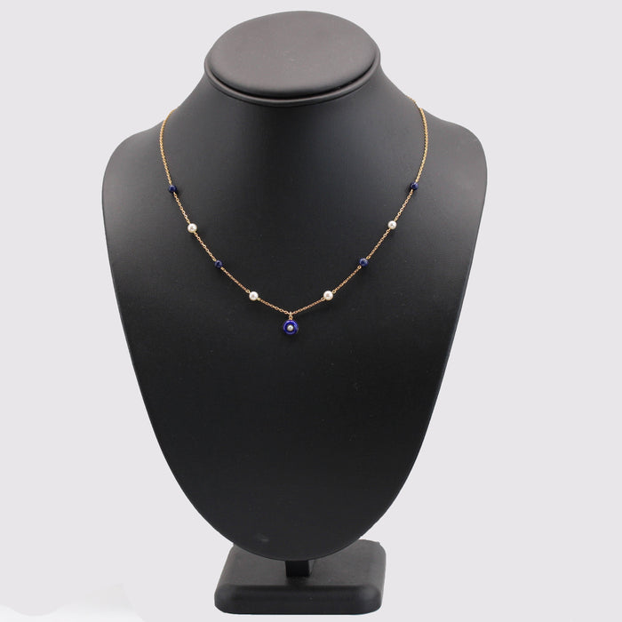 Collier Collier Or, Perles de culture et de Lapis lazuli 58 Facettes APCB-5248217