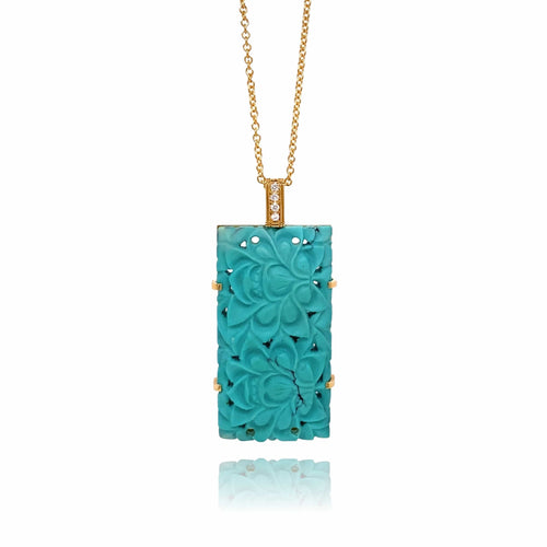 Pendentif Pendentif Upcyclé Or Fairmined Turquoise et diamants 58 Facettes