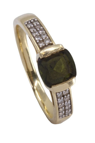 Bague 54 Bague Or jaune Péridot Diamants 58 Facettes 080161