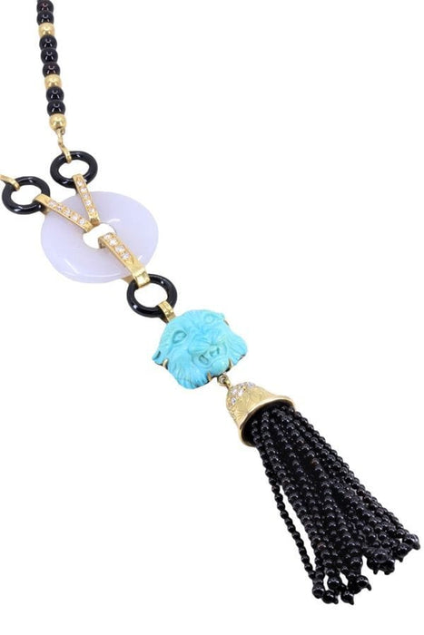 Collier COLLIER ONYX, TURQUOISE ET DIAMANTS 58 Facettes 068441