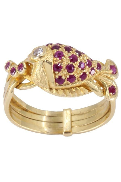 Bague 51 BAGUE POISSON RUBIS DIAMANT 58 Facettes 075461