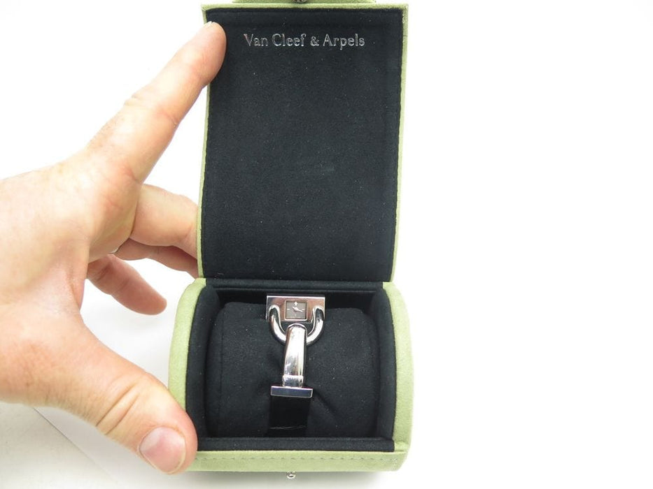 Montre montre VAN CLEEF & ARPELS cadenas 28 mm quartz diamant acier 2 bracelets croco 58 Facettes 244440