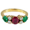 Bague Bague Rubis, Emeraude, diamants, Or jaune 58 Facettes 0