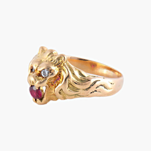 Bague 61 / Or Jaune / Rubis BAGUE "LION" OR, DIAMANTS & RUBIS 58 Facettes BO/220049/NSS