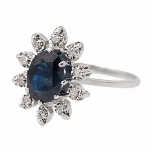 Bague 49 Bague Pompadour Or blanc Saphir 58 Facettes 2528877CN