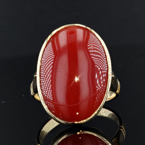 Bague 56 Bague ancienne et son corail rouge japonais 58 Facettes 21-547
