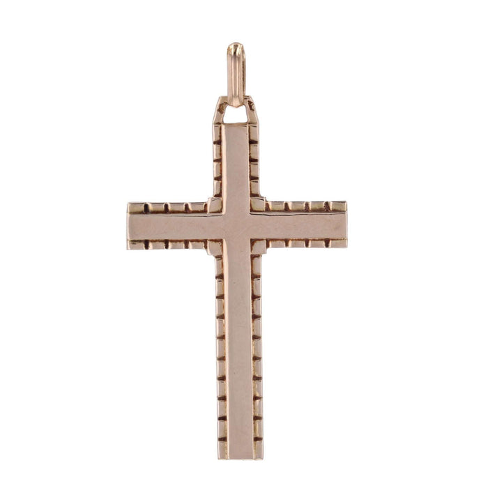 Pendentif Croix plate en or rose 58 Facettes CVP64