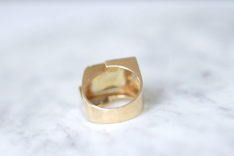 Bague Bague Tank citrine & diamants sur or rose 58 Facettes