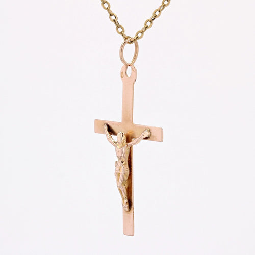 Pendentif Croix avec Christ or rose 58 Facettes 21-163A