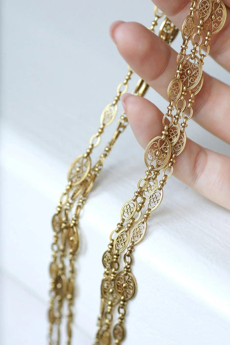 Collier Sautoir, chaine ancienne or 58 Facettes