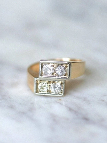 Bague Toi et Moi or rose, platine, diamants 58 Facettes