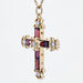 Yellow gold cross pendant with garnet diamonds 58 Facettes 19-698B