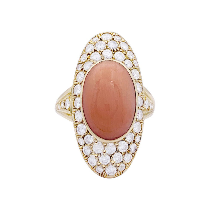 Bague 56 Bague, or jaune, corail et diamants 58 Facettes 33265