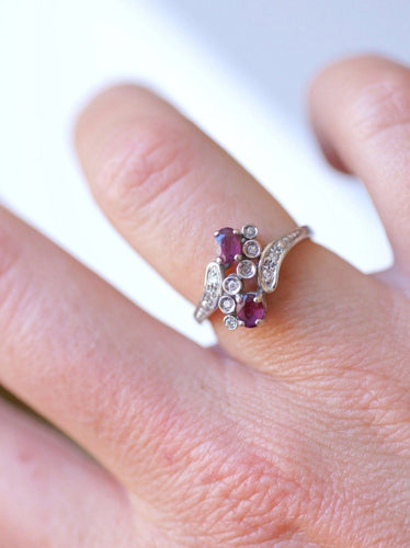 Bague de fiançailles Vintage or, rubis, et diamants 58 Facettes