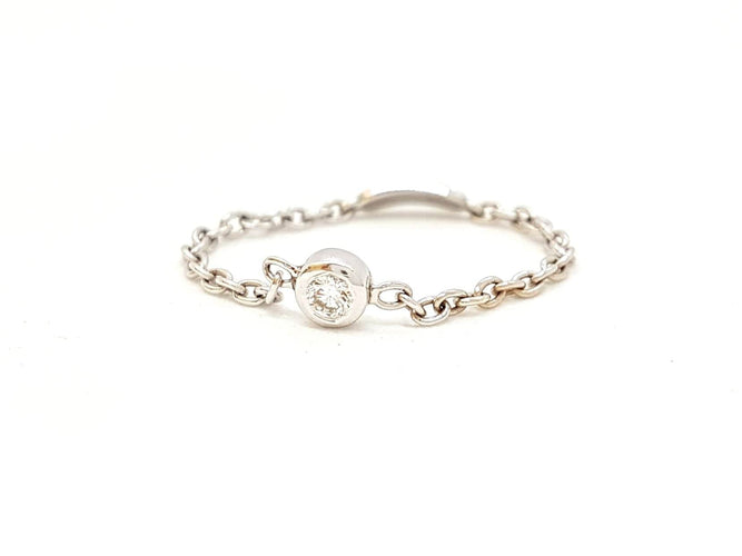 Bague 52 Bague Chaînette Or blanc Diamant 58 Facettes 578686RV