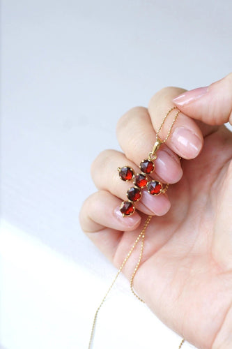 Pendentif Croix ancienne Or et Grenat de Perpignan 58 Facettes